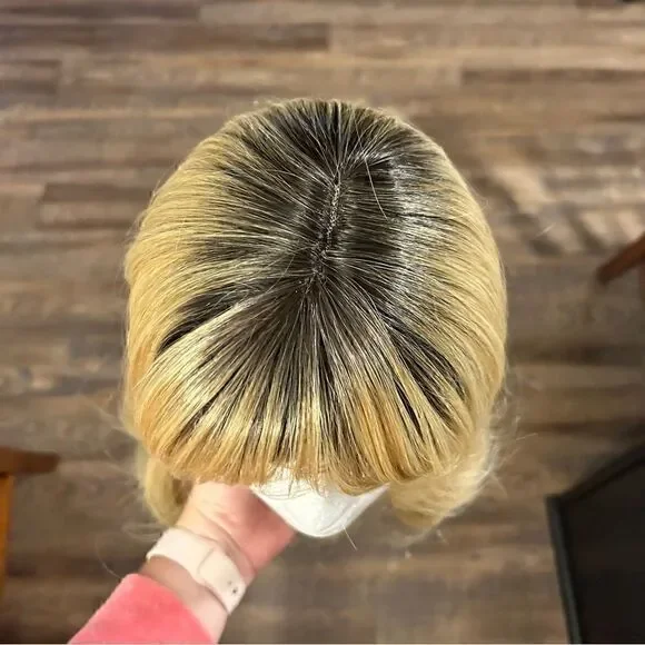 Long Blonde Synthetic Wig with Bangs - Picture 2 of 4